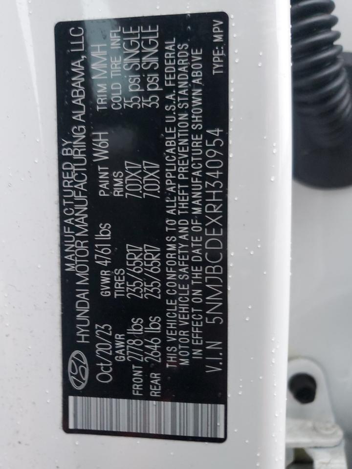 2024 HYUNDAI TUCSON SEL VIN:5NMJBCDEXRH340954