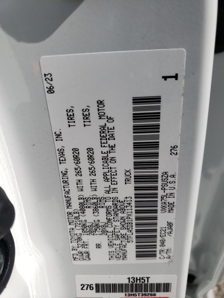 2023 TOYOTA TUNDRA CREWMAX SR VIN:5TFLA5DB1PX113413