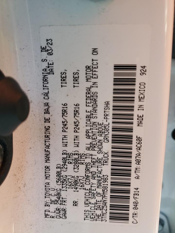 2023 TOYOTA TACOMA DOUBLE CAB VIN:3TMCZ5AN7PM581983