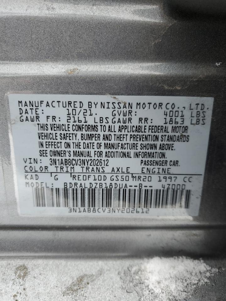 2022 NISSAN SENTRA SV VIN:3N1AB8CV3NY202612