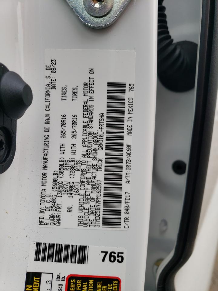 2023 TOYOTA TACOMA DOUBLE CAB VIN:3TMDZ5BN7PM162597