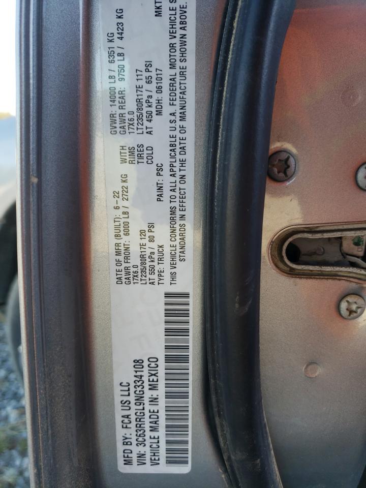 2022 RAM 3500 TRADESMAN VIN:3C63RRGL9NG334108