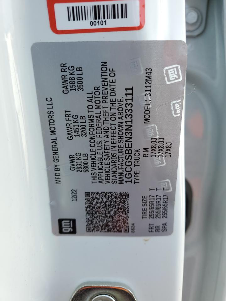 2022 CHEVROLET COLORADO  VIN:1GCGSBEN3N1333111