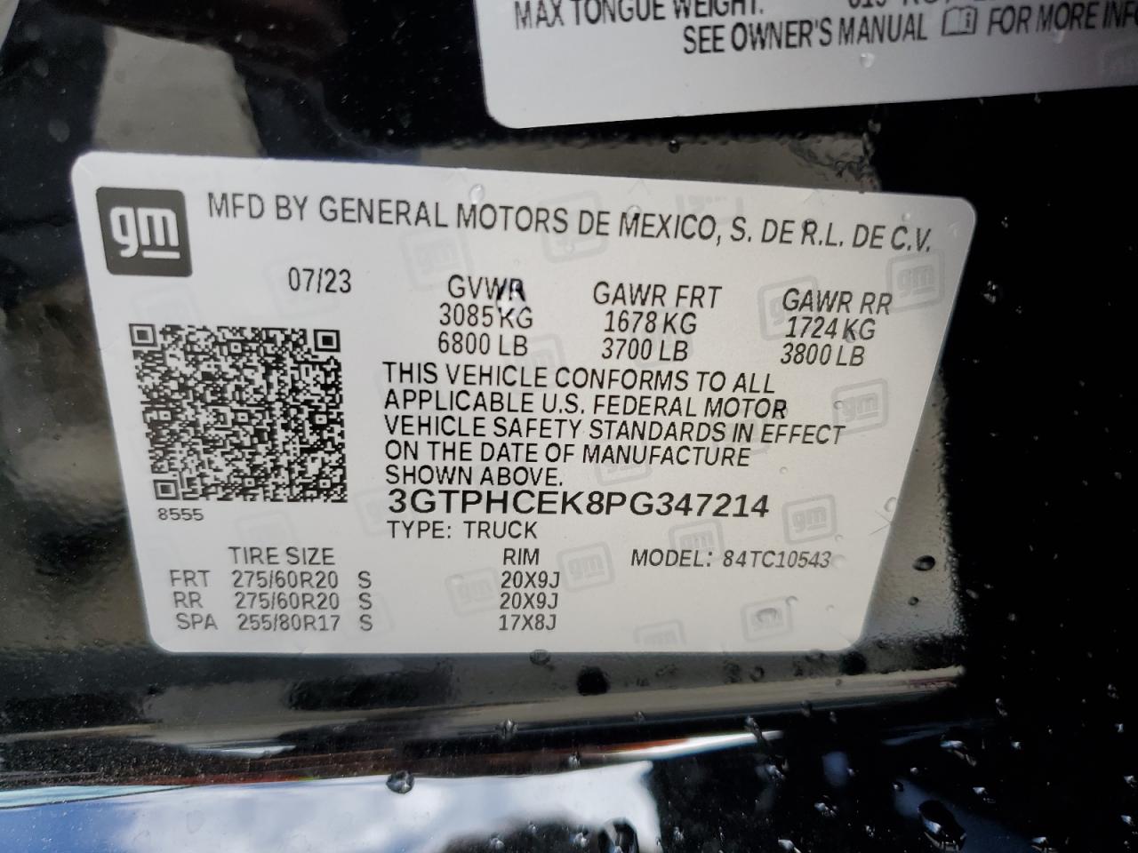 2023 GMC SIERRA C1500 ELEVATION VIN:3GTPHCEK8PG347214