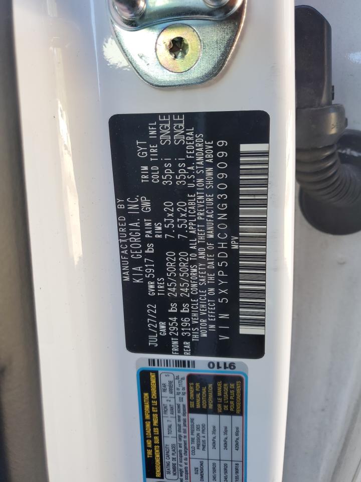 2022 KIA TELLURIDE SX VIN:5XYP5DHC0NG309099