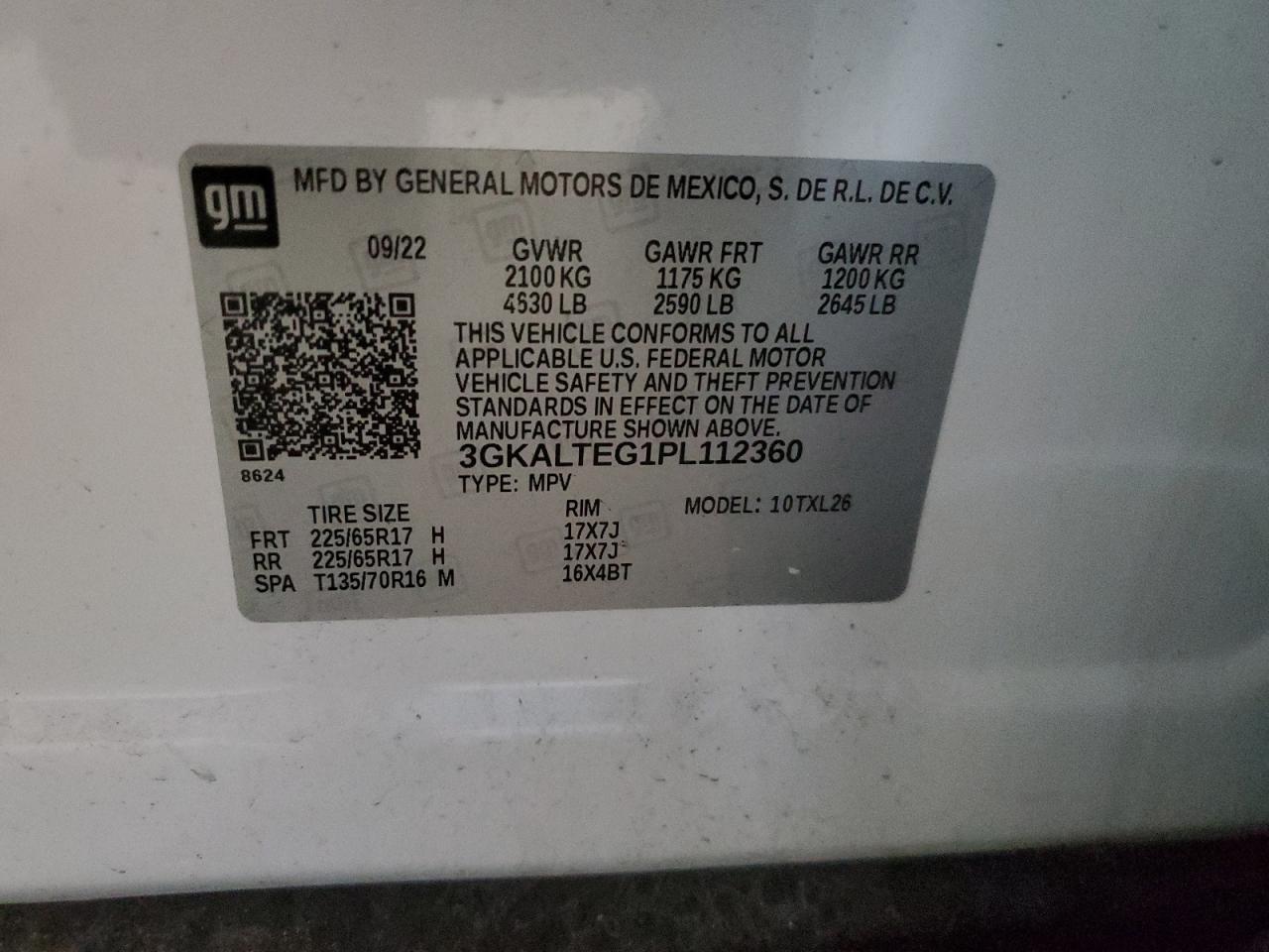 2023 GMC TERRAIN SLE VIN:3GKALTEG1PL112360