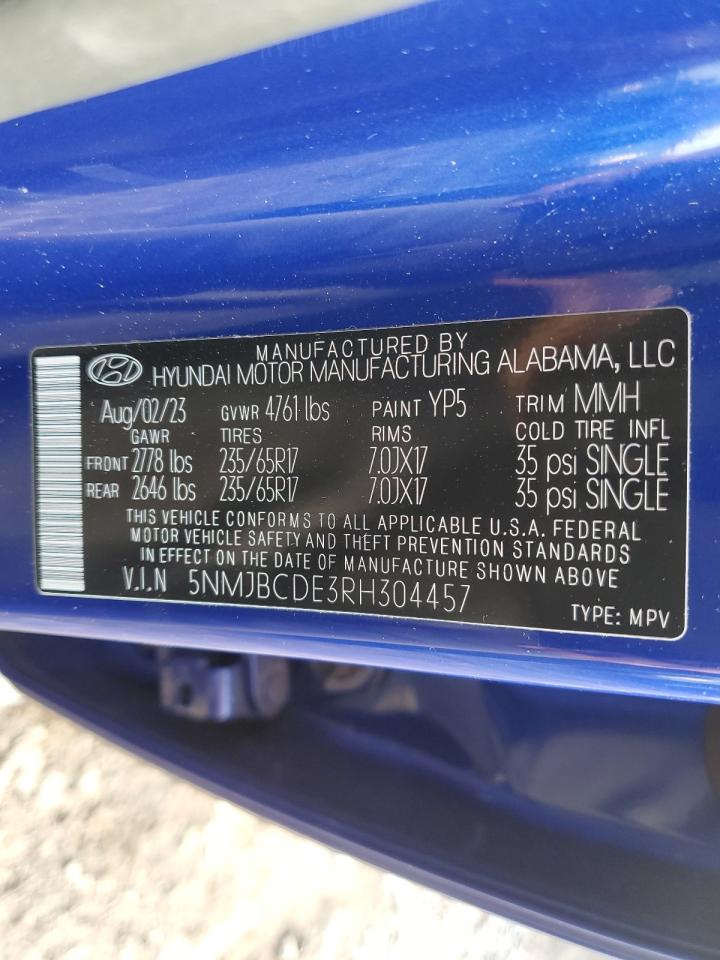 2024 HYUNDAI TUCSON SEL VIN:5NMJBCDE3RH304457