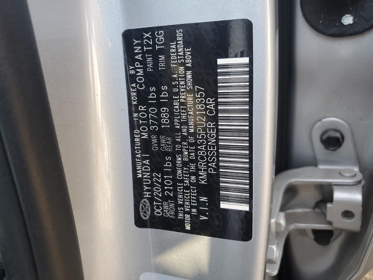 2023 HYUNDAI VENUE SEL VIN:KMHRC8A35PU218357