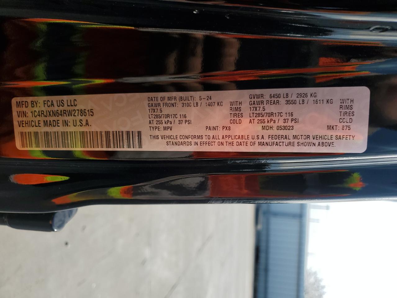 2024 JEEP WRANGLER 4XE VIN:1C4RJXN64RW278615