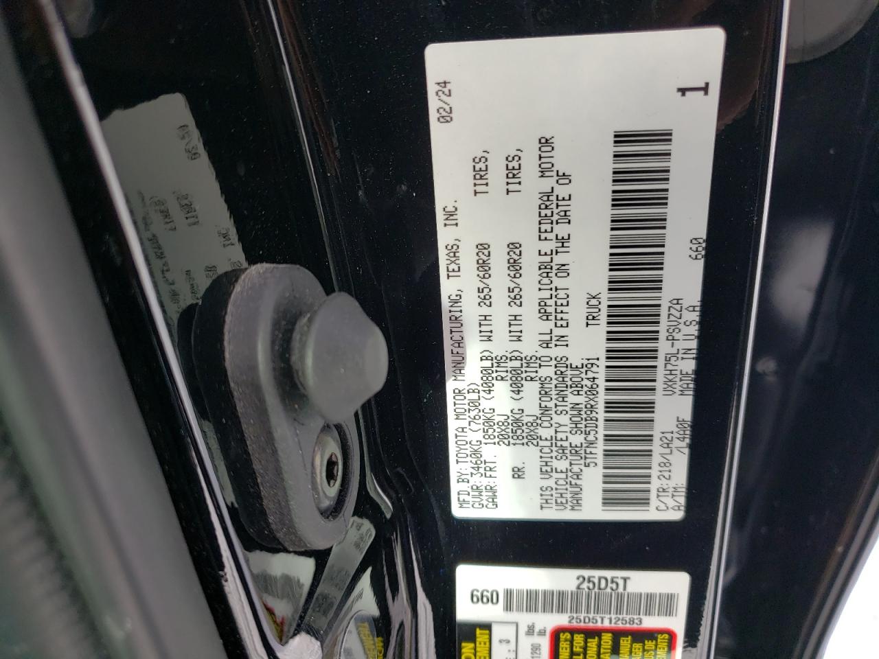 2024 TOYOTA TUNDRA CREWMAX PLATINUM VIN:5TFNC5DB9RX064791