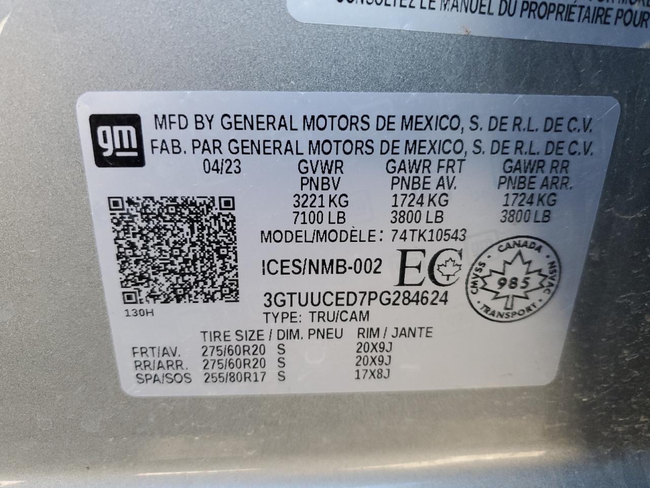 2023 GMC SIERRA K1500 ELEVATION VIN:3GTUUCED7PG284624