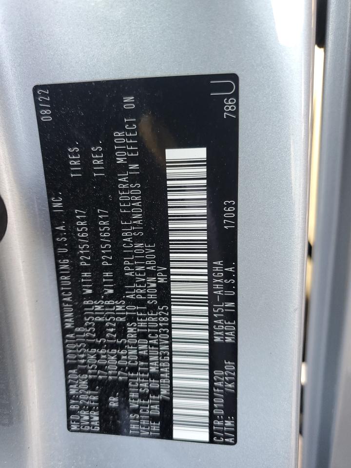 2022 TOYOTA COROLLA CROSS LE VIN:7MUBAABG3NV031825