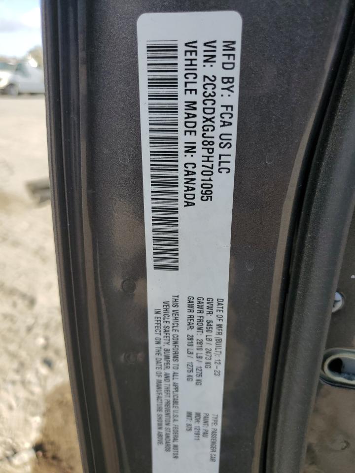 2023 DODGE CHARGER SCAT PACK VIN:2C3CDXGJ8PH701095