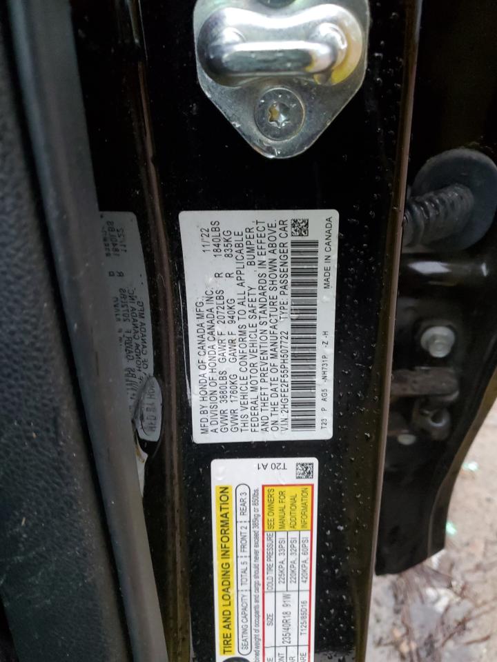 2023 HONDA CIVIC SPORT VIN:2HGFE2F55PH507722