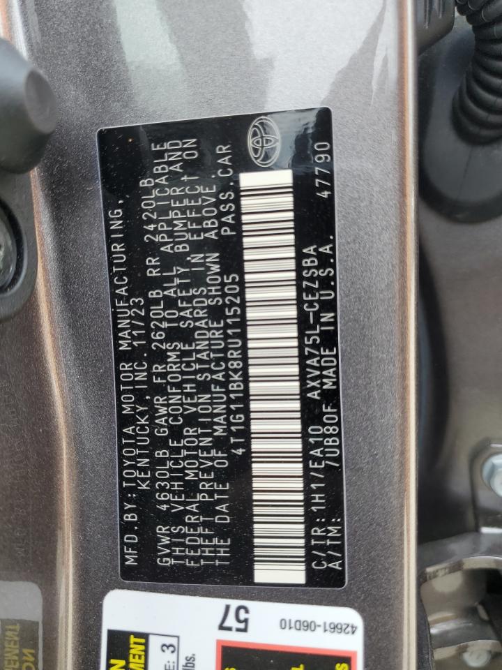 2024 TOYOTA CAMRY SE NIGHT SHADE VIN:4T1G11BK8RU115205