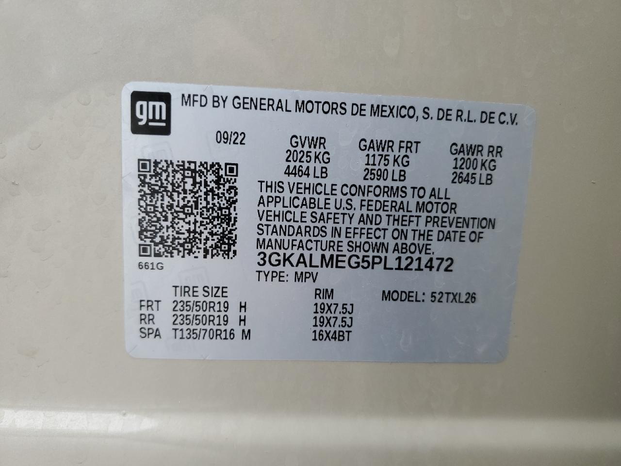 2023 GMC TERRAIN SLE VIN:3GKALMEG5PL121472