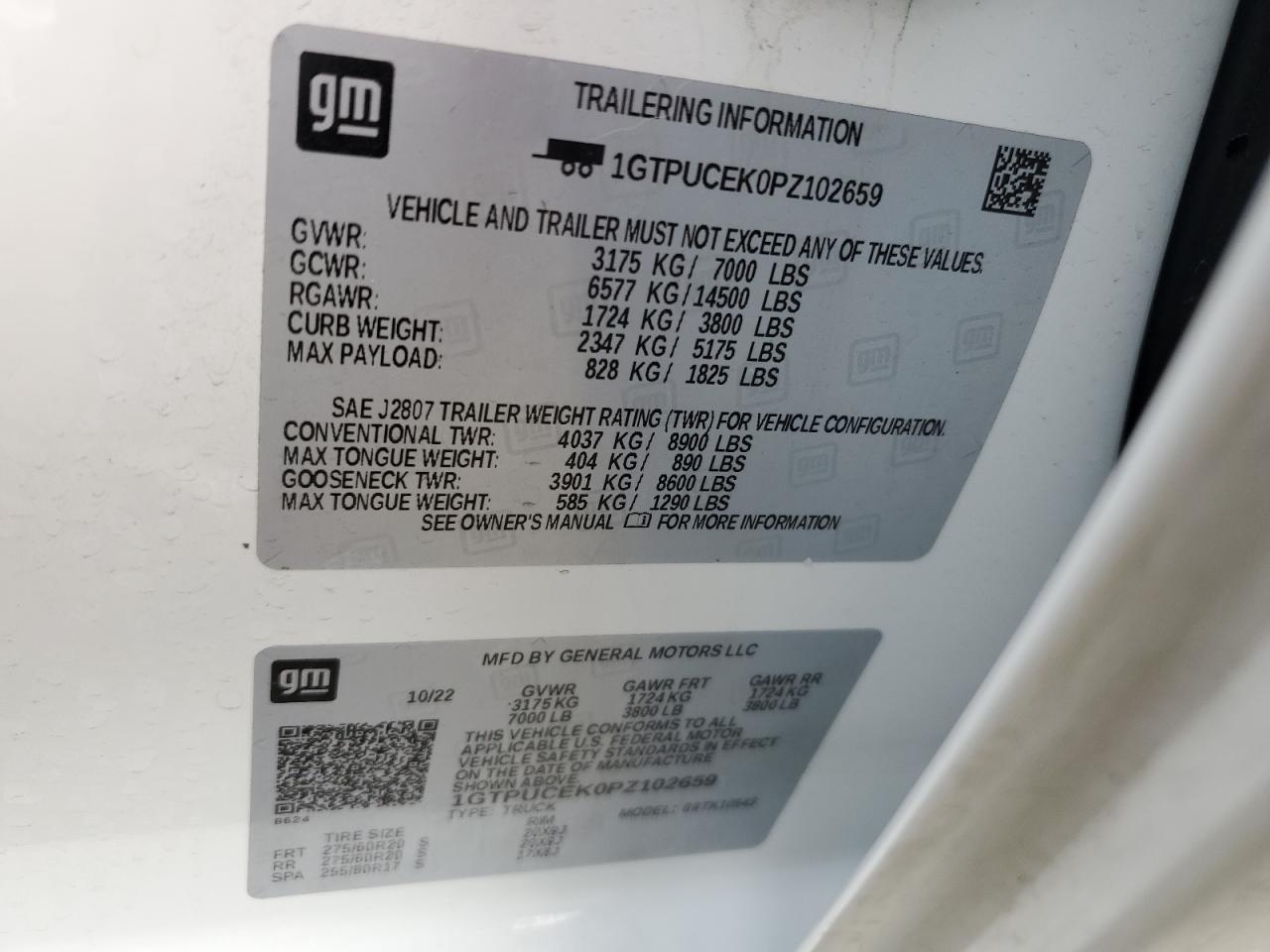 2023 GMC SIERRA K1500 ELEVATION VIN:1GTPUCEK0PZ102659
