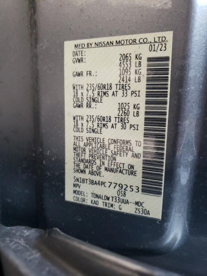 2023 NISSAN ROGUE SV VIN:5N1BT3BA4PC779253