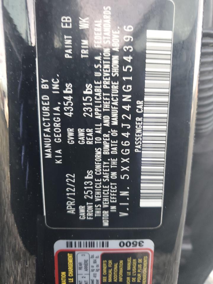 2022 KIA K5 GT LINE VIN:5XXG64J24NG154396