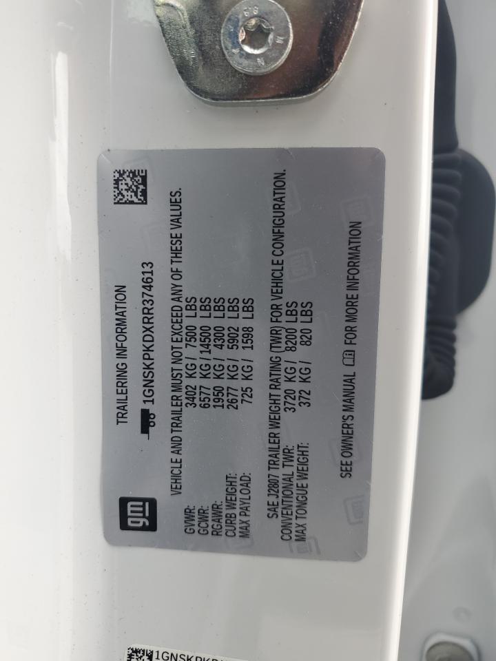 2024 CHEVROLET TAHOE K1500 Z71 VIN:1GNSKPKDXRR374613