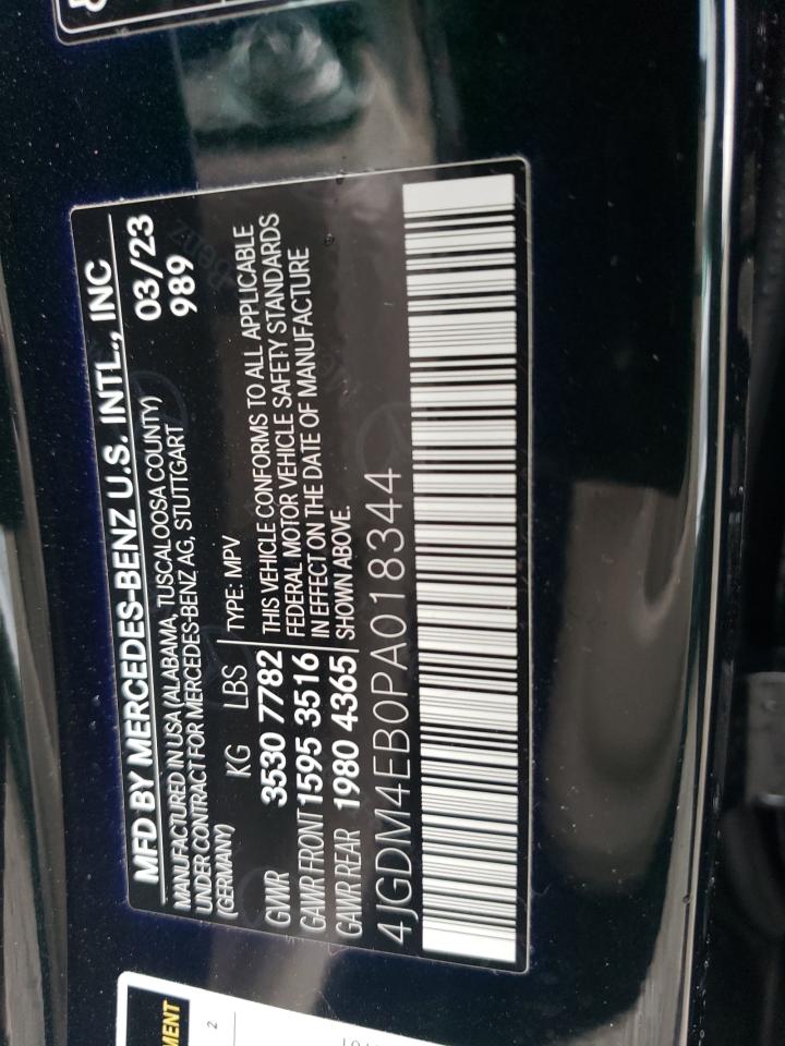 2023 MERCEDES-BENZ EQS SUV 580 4MATIC VIN:4JGDM4EB0PA018344