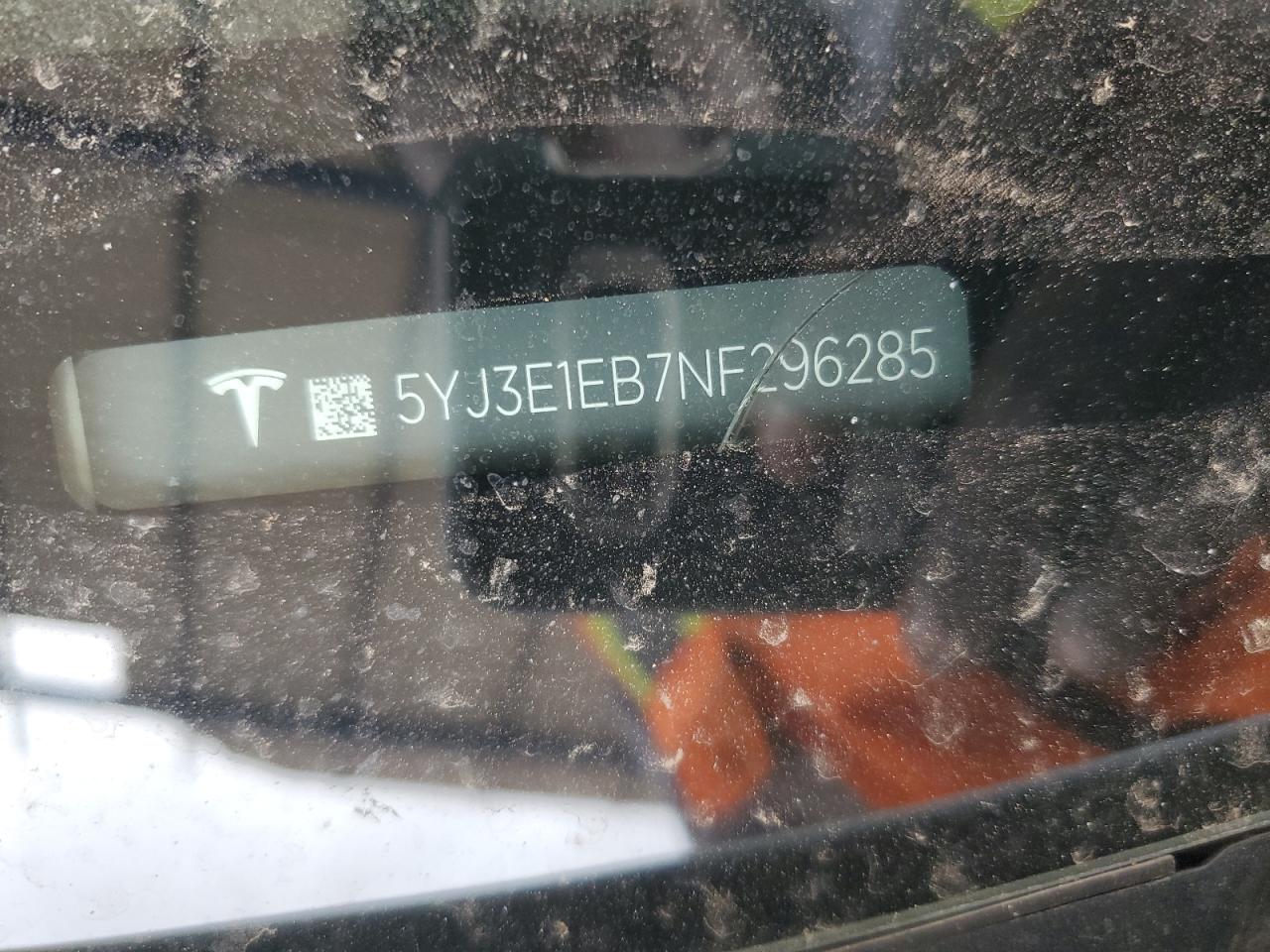 2022 TESLA MODEL 3  VIN:5YJ3E1EB7NF296285