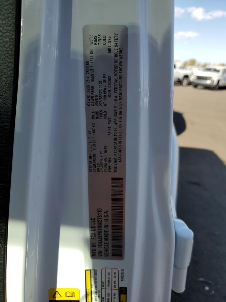 2022 JEEP WRANGLER UNLIMITED SAHARA 4XE VIN:1C4JJXP61NW278110