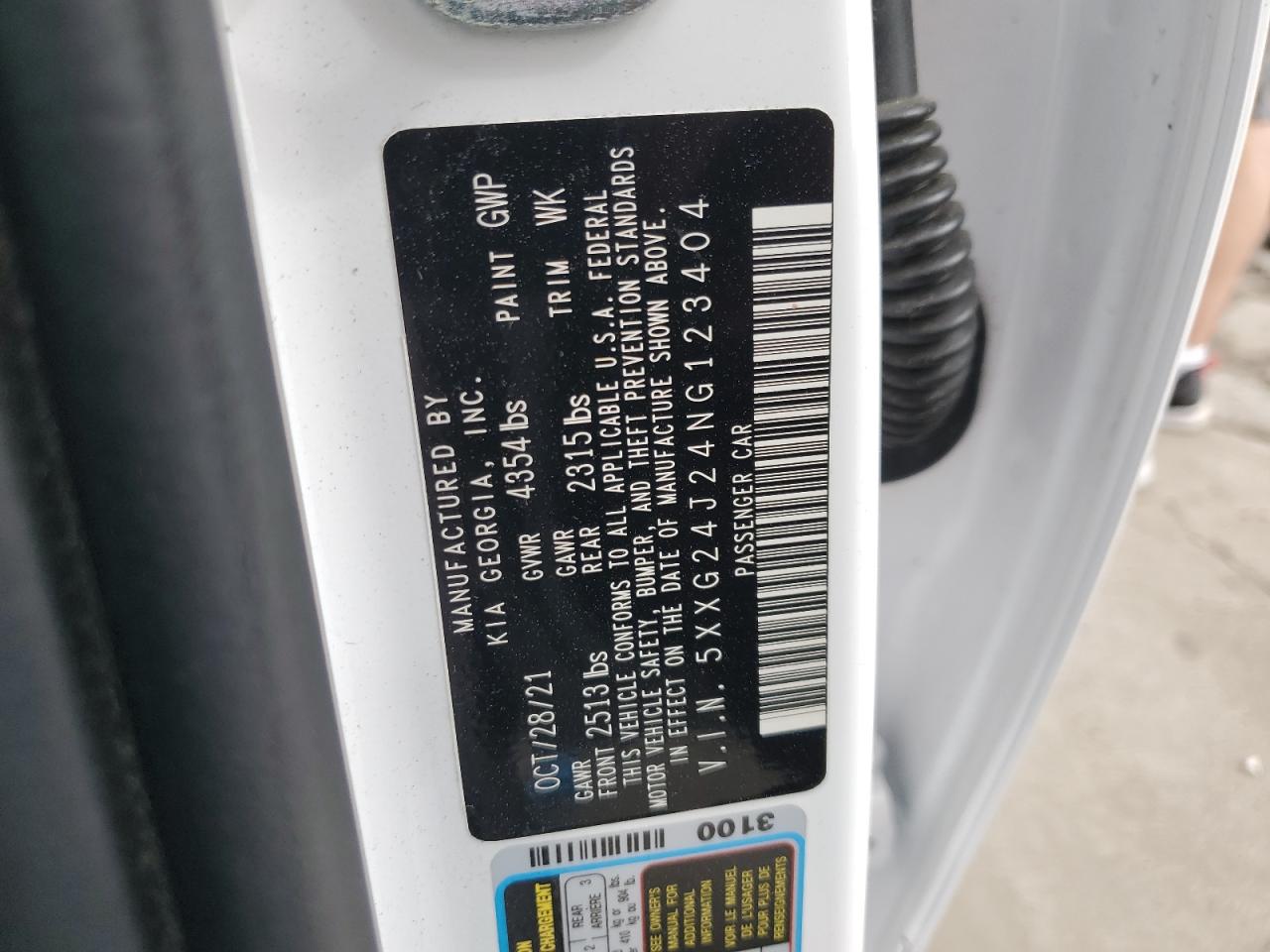 2022 KIA K5 LX VIN:5XXG24J24NG123404