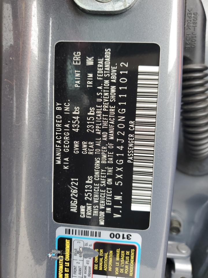 2022 KIA K5 LXS VIN:5XXG14J20NG111012