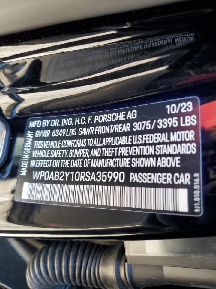 2024 PORSCHE TAYCAN 4S VIN:WP0AB2Y10RSA35990