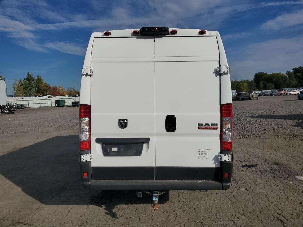 2022 RAM PROMASTER 3500 3500 HIGH VIN:3C6MRVJG0NE124212