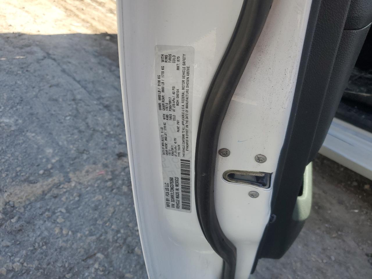 2022 RAM 1500 CLASSIC SLT VIN:3C6RR7LT3NG375368