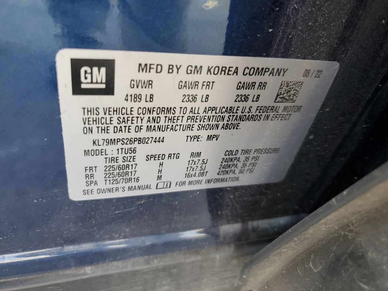 2023 CHEVROLET TRAILBLAZER LT VIN:KL79MPS26PB027444