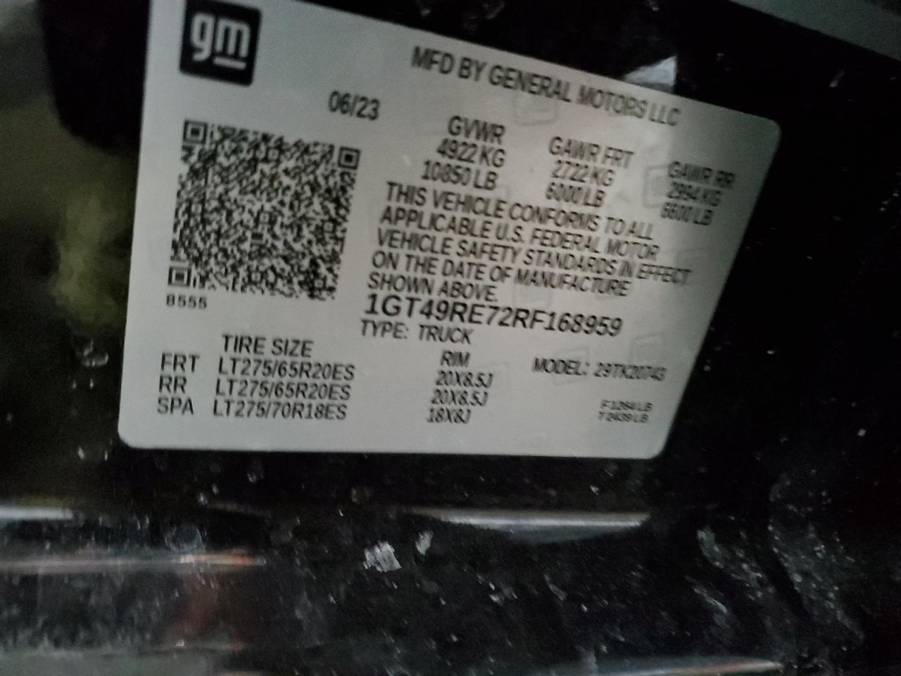 2024 GMC SIERRA K2500 DENALI VIN:1GT49RE72RF168959