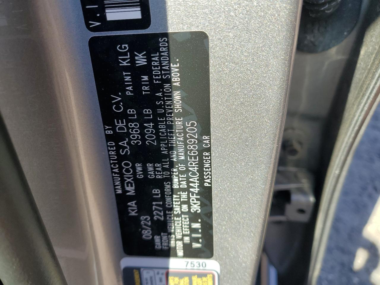 2024 KIA FORTE GT VIN:3KPF44AC4RE689205