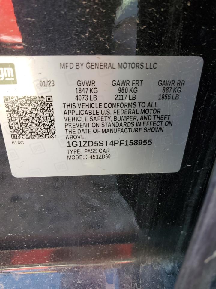 2023 CHEVROLET MALIBU LT VIN:1G1ZD5ST4PF158955