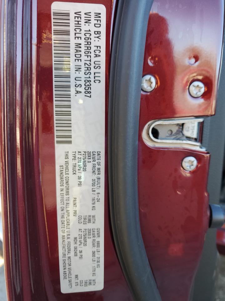 2024 RAM 1500 CLASSIC TRADESMAN VIN:1C6RR6FT2RS183587