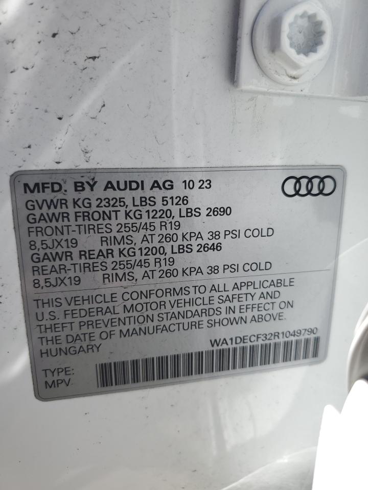 2024 AUDI Q3 PREMIUM S LINE 45 VIN:WA1DECF32R1049790