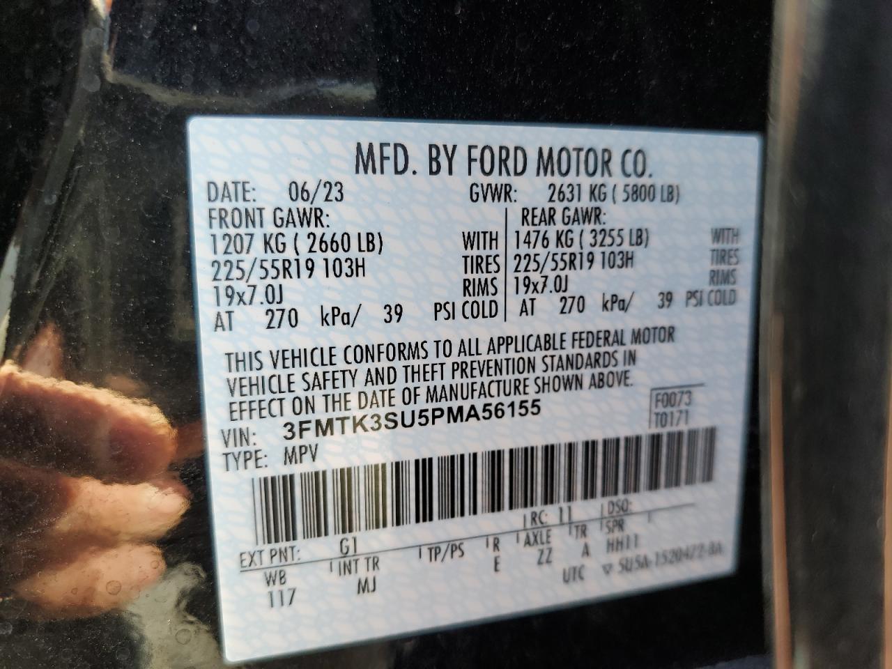 2023 FORD MUSTANG MACH-E PREMIUM VIN:3FMTK3SU5PMA56155