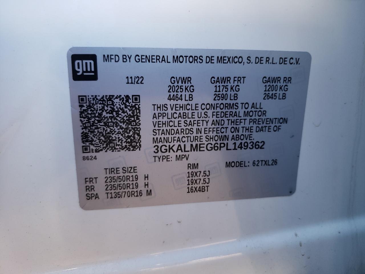 2023 GMC TERRAIN SLE VIN:3GKALMEG6PL149362