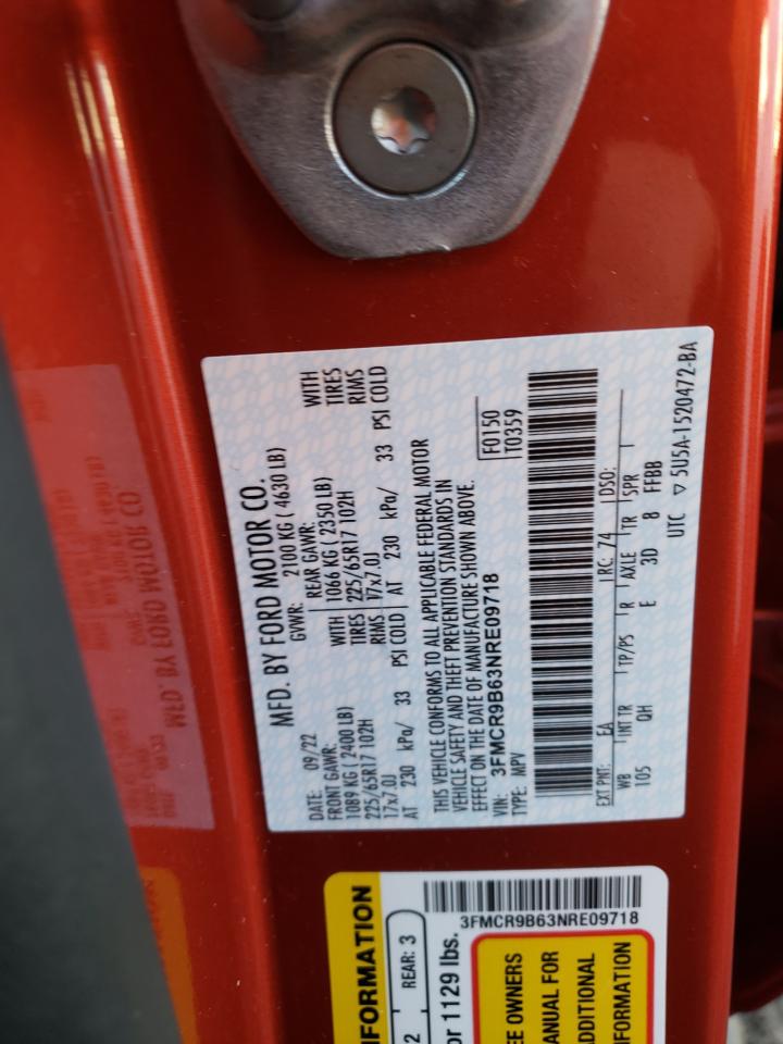 2022 FORD BRONCO SPORT BIG BEND VIN:3FMCR9B63NRE09718