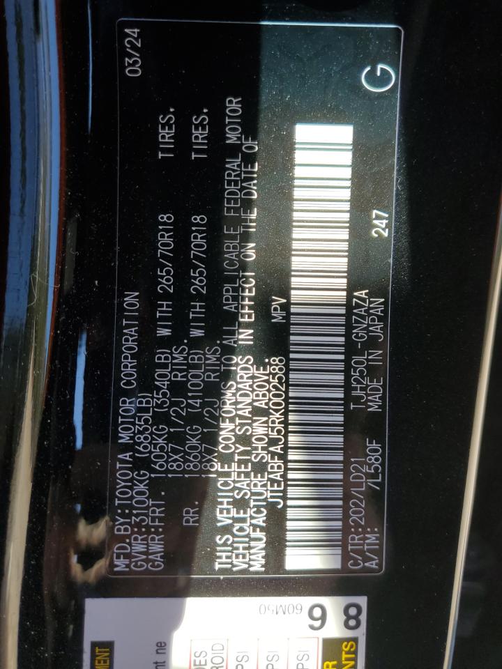 2024 TOYOTA LAND CRUISER BASE VIN:JTEABFAJ5RK002588