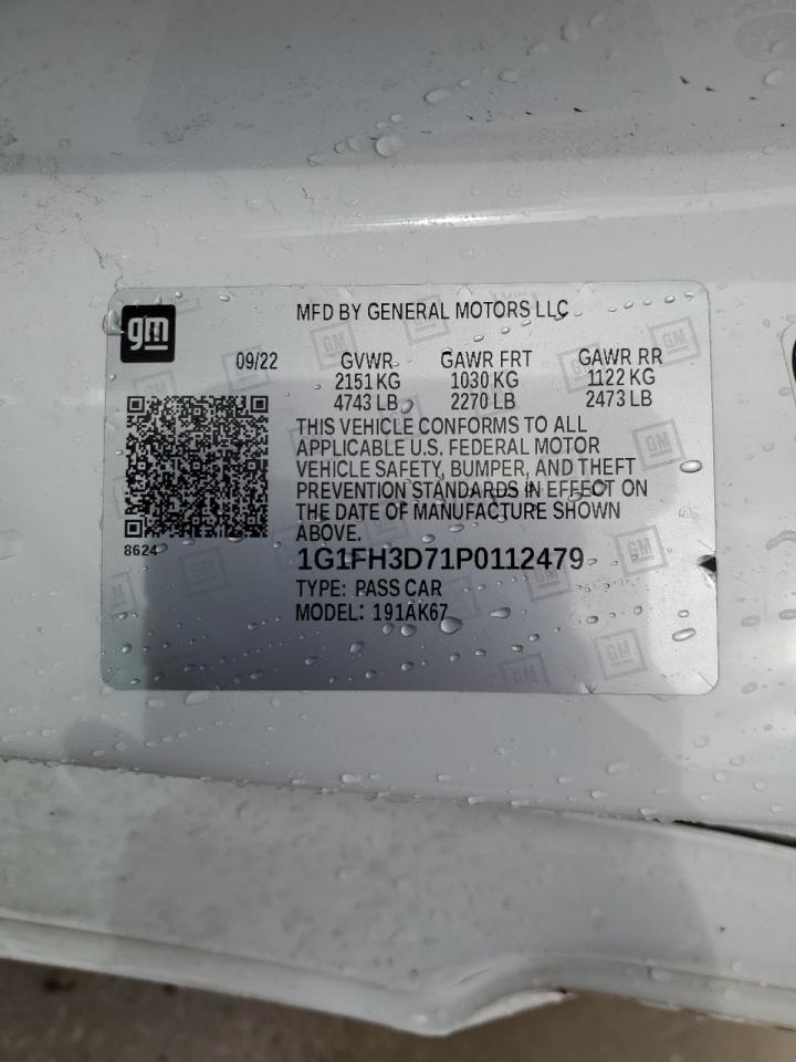 2023 CHEVROLET CAMARO SS VIN:1G1FH3D71P0112479