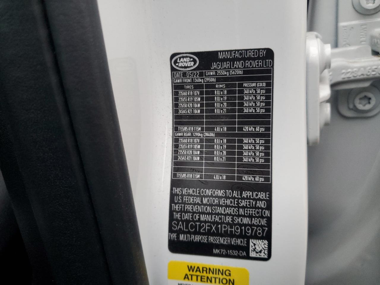 2023 LAND ROVER DISCOVERY SPORT S R-DYNAMIC VIN:SALCT2FX1PH919787