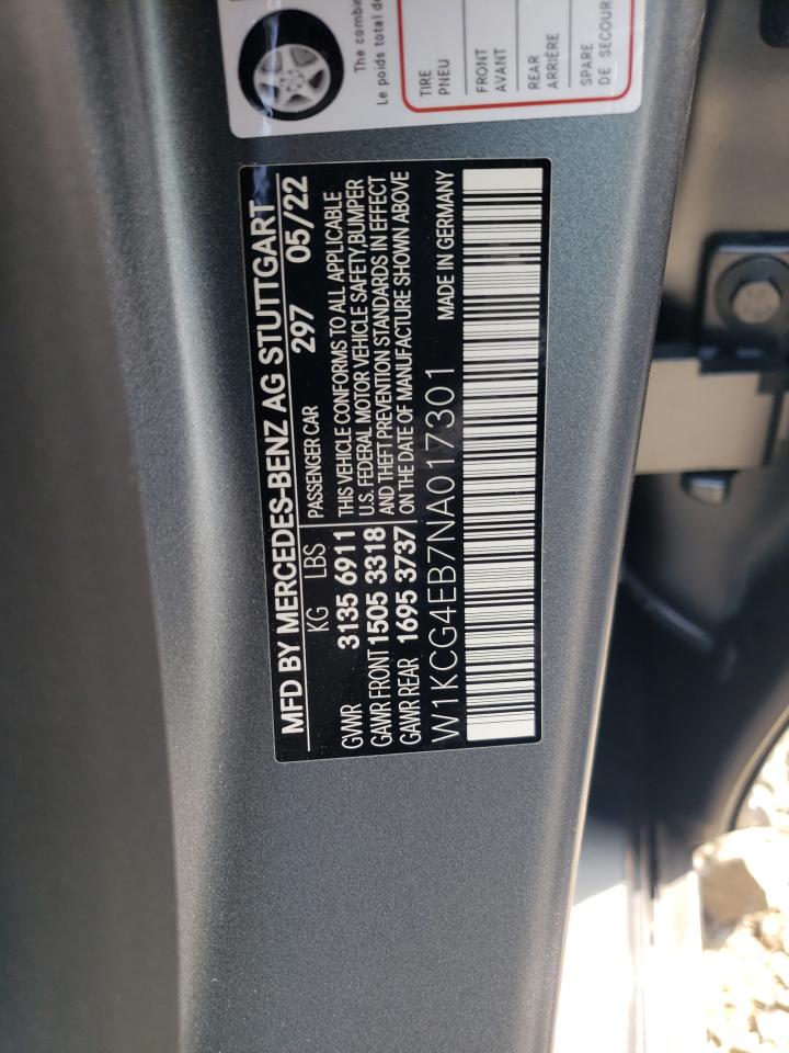 2022 MERCEDES-BENZ EQS SEDAN 580 4MATIC VIN:W1KCG4EB7NA017301