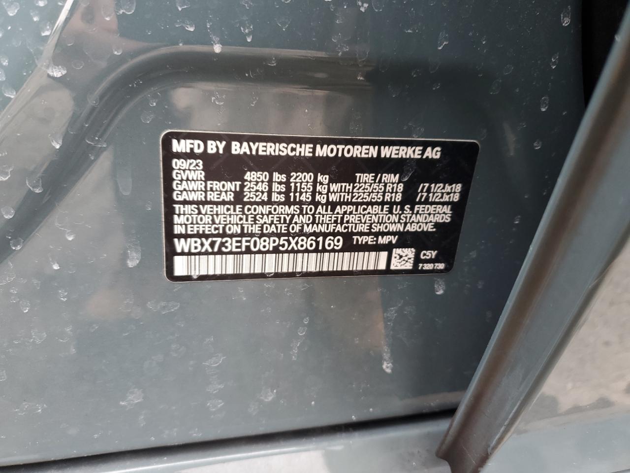 2023 BMW X1 XDRIVE28I VIN:WBX73EF08P5X86169