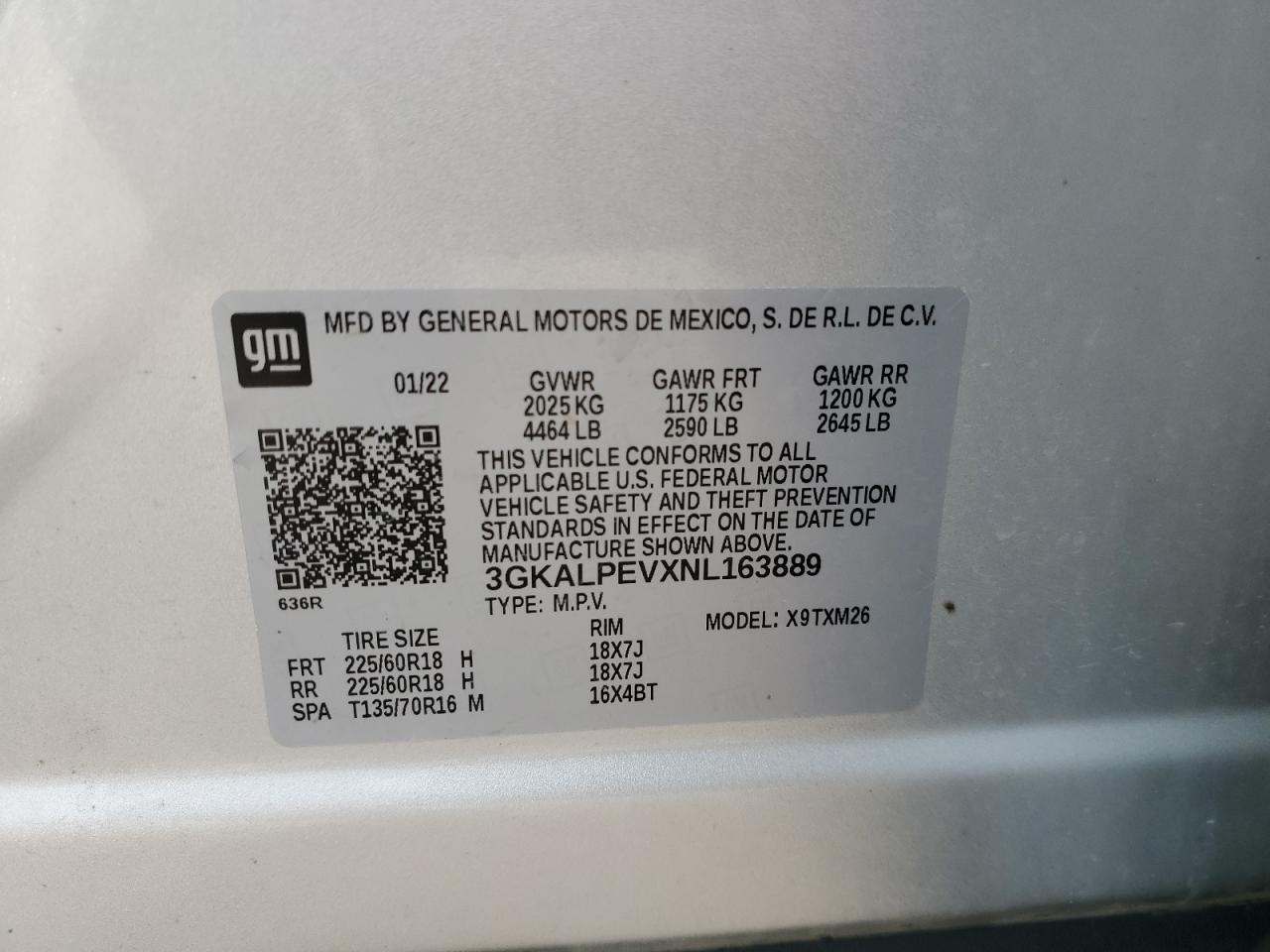 2022 GMC TERRAIN SLT VIN:3GKALPEVXNL163889