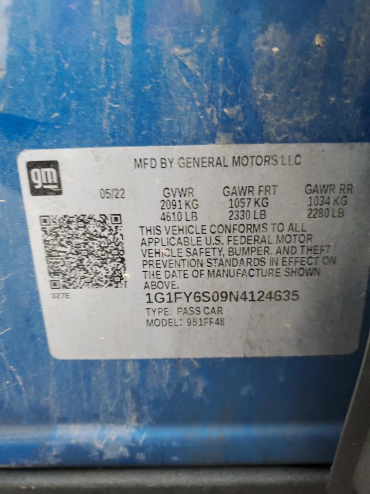 2022 CHEVROLET BOLT EUV LT VIN:1G1FY6S09N4124635