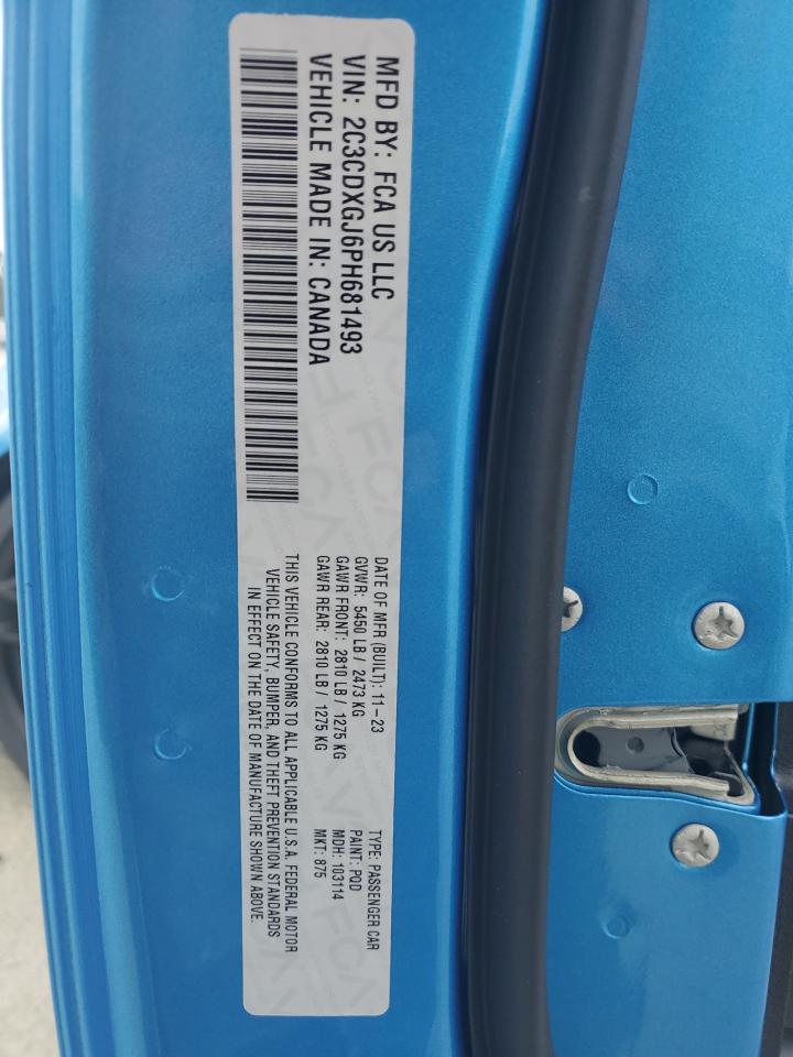 2023 DODGE CHARGER SCAT PACK VIN:2C3CDXGJ6PH681493