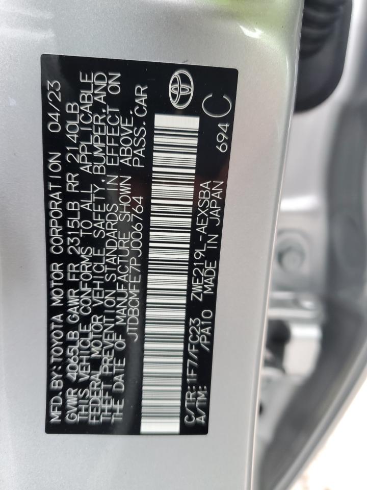 2023 TOYOTA COROLLA LE VIN:JTDBCMFE7PJ006764